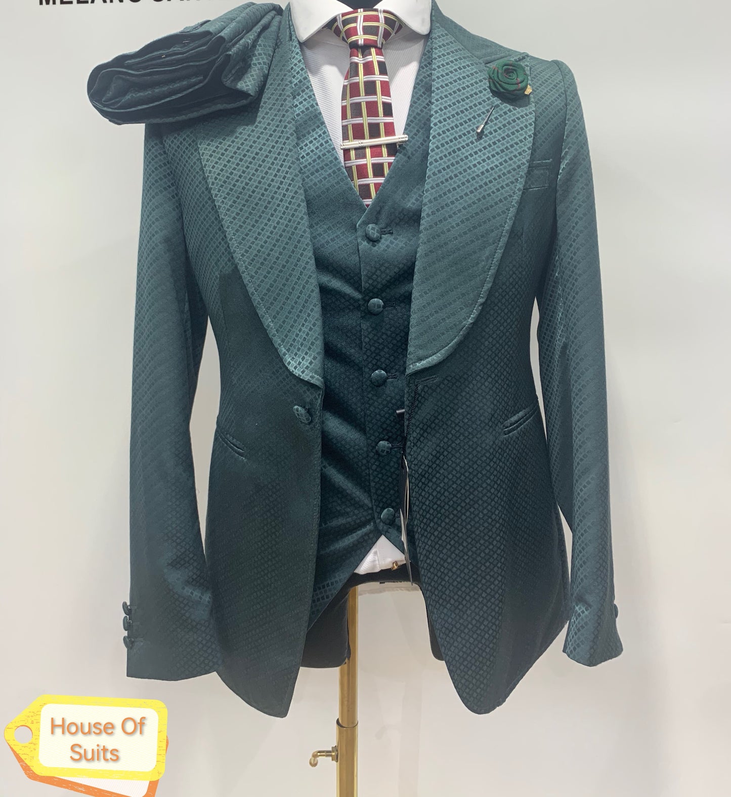 3-Piece 1-Piece Slim Fit Classic Green Shawl Lapel  Tuxedo Suit